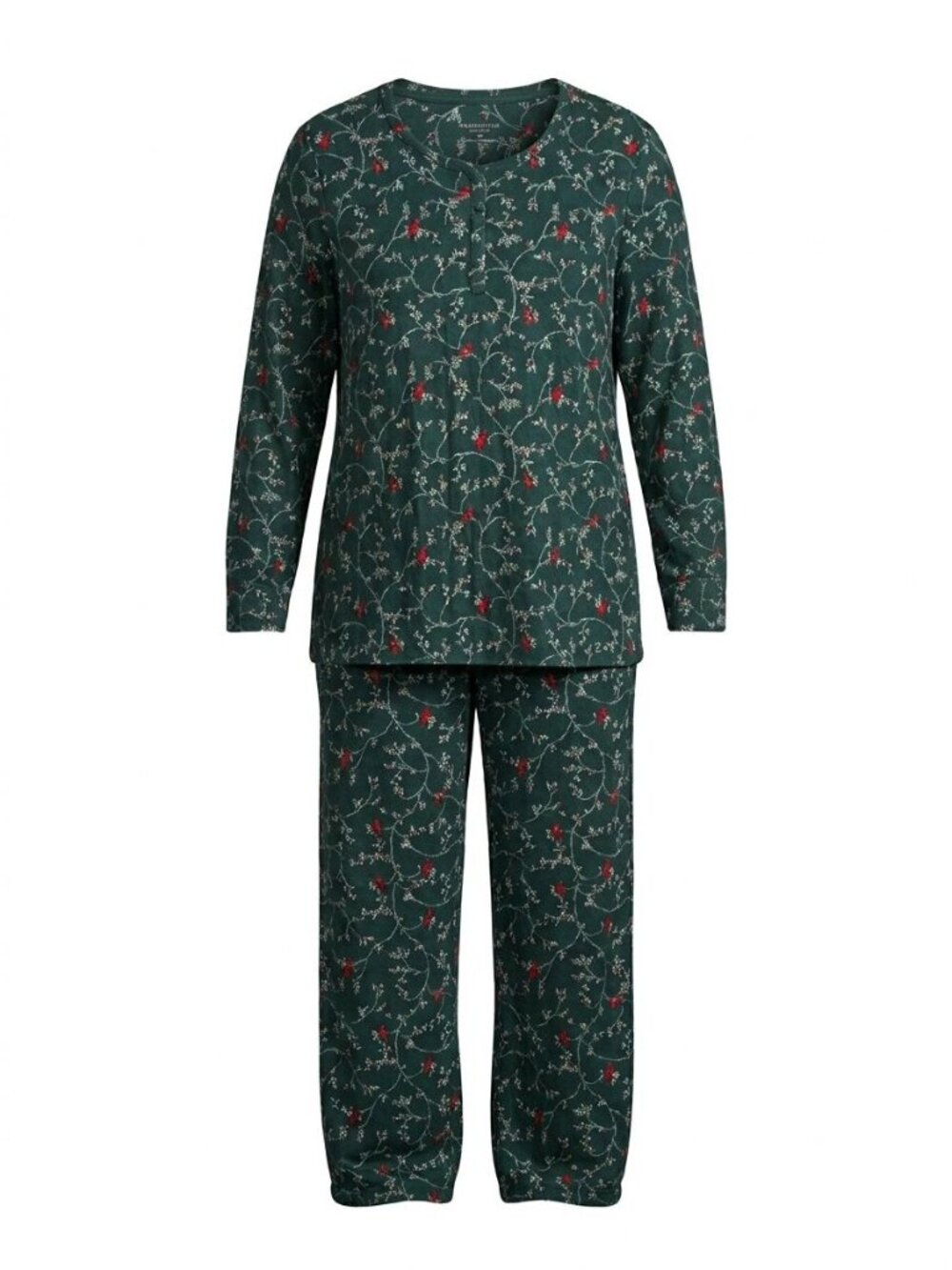 Charter Club Intimates Floral Pajama Set Long Sleeve PJs Sz M Cardinal Emerald